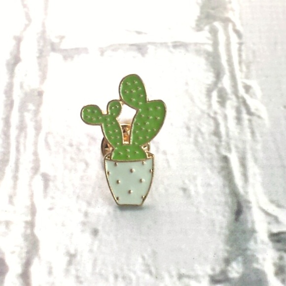 Jewelry - Cactus enamel lapel pin cacti brooch gold edge new